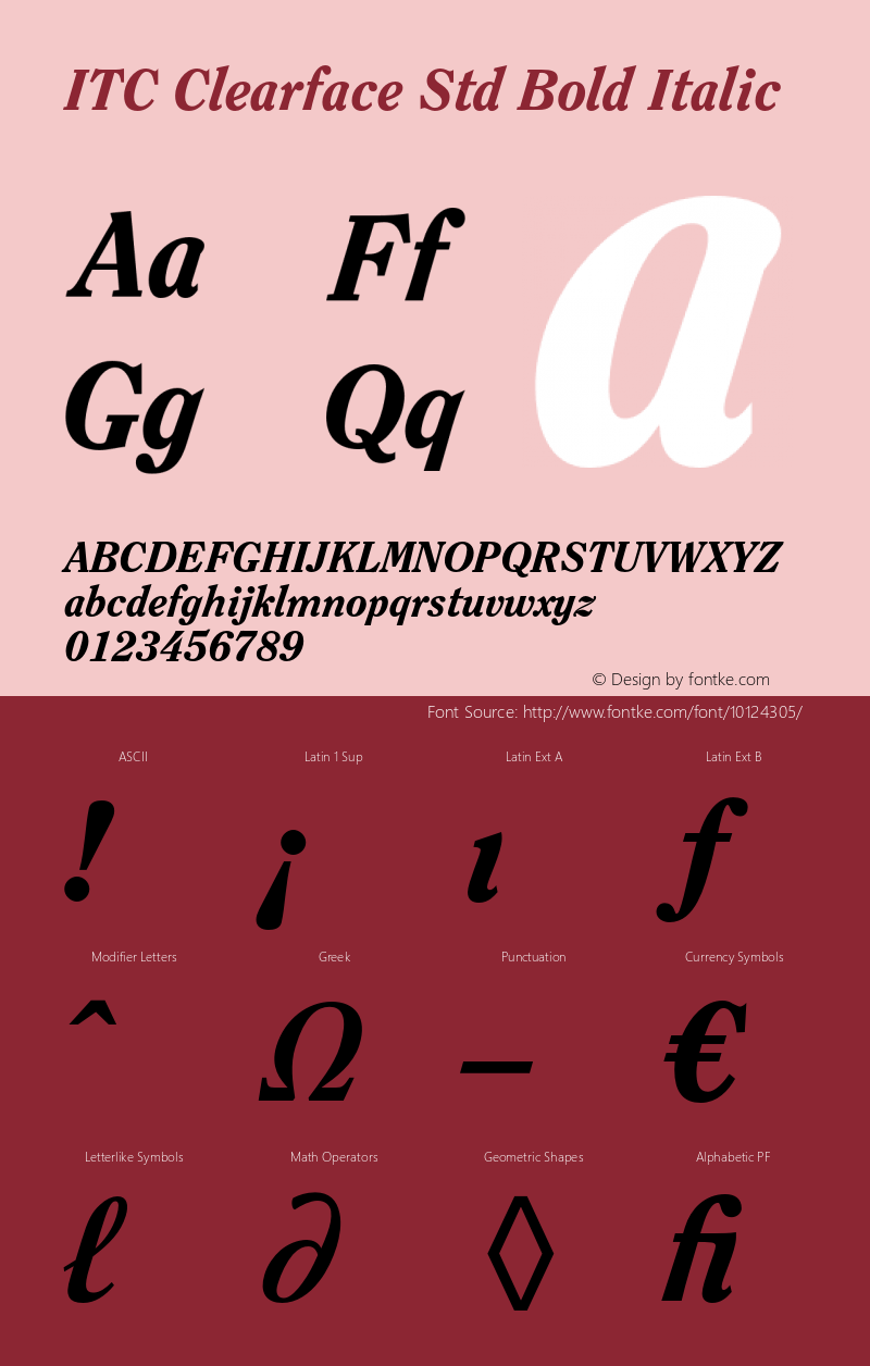 ITC Clearface Std Bold Italic OTF 1.018;PS 001.001;Core 1.0.31;makeotf.lib1.4.1585图片样张