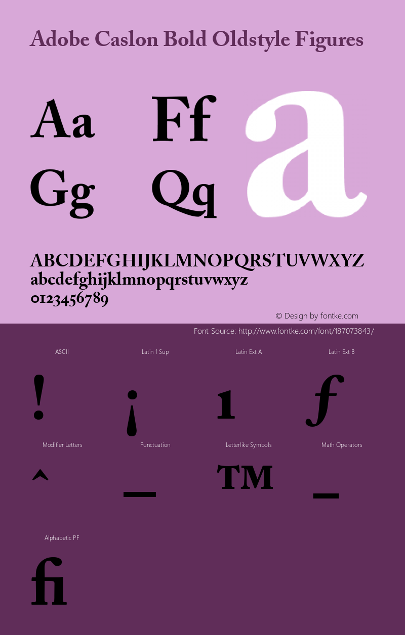 Adobe Caslon Bold Oldstyle Figures 001.002图片样张