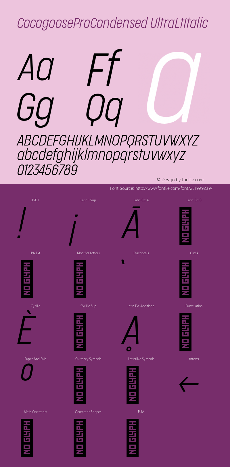 CocogooseProCondensed UltraLtItalic Version 1.000;hotconv 1.0.109;makeotfexe 2.5.65596图片样张