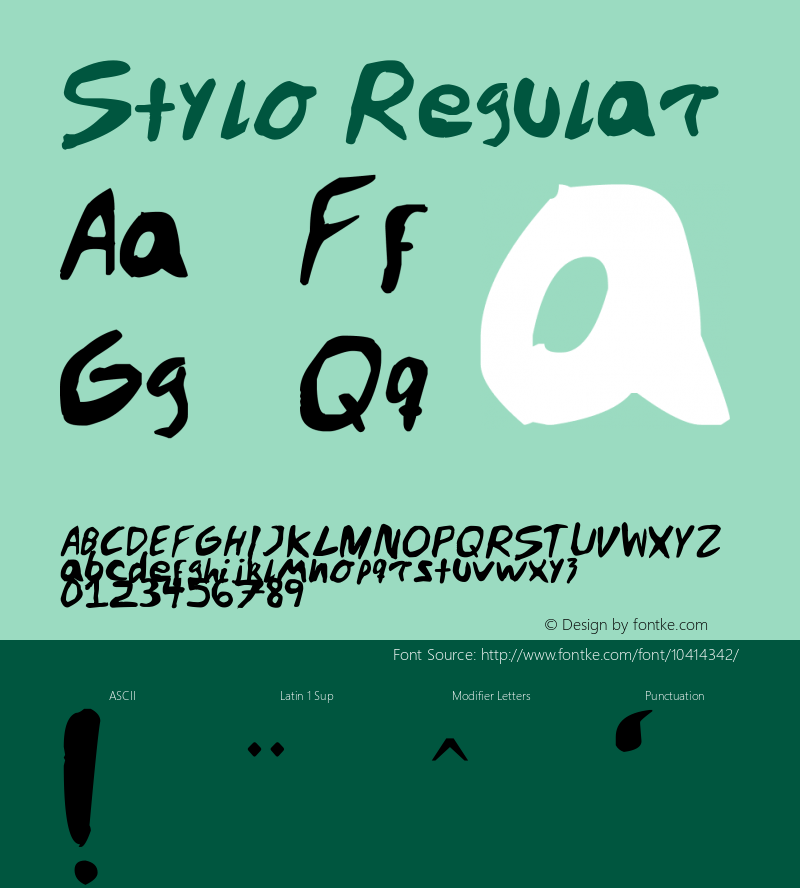 Stylo Regular Version 1.00 September 23, 2011, initial release图片样张