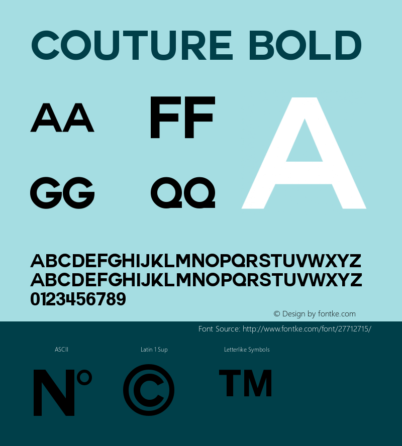 Couture-Bold Version 1.04 2014;PS 001.004;hotconv 1.0.51;makeotf.lib2.0.18671图片样张