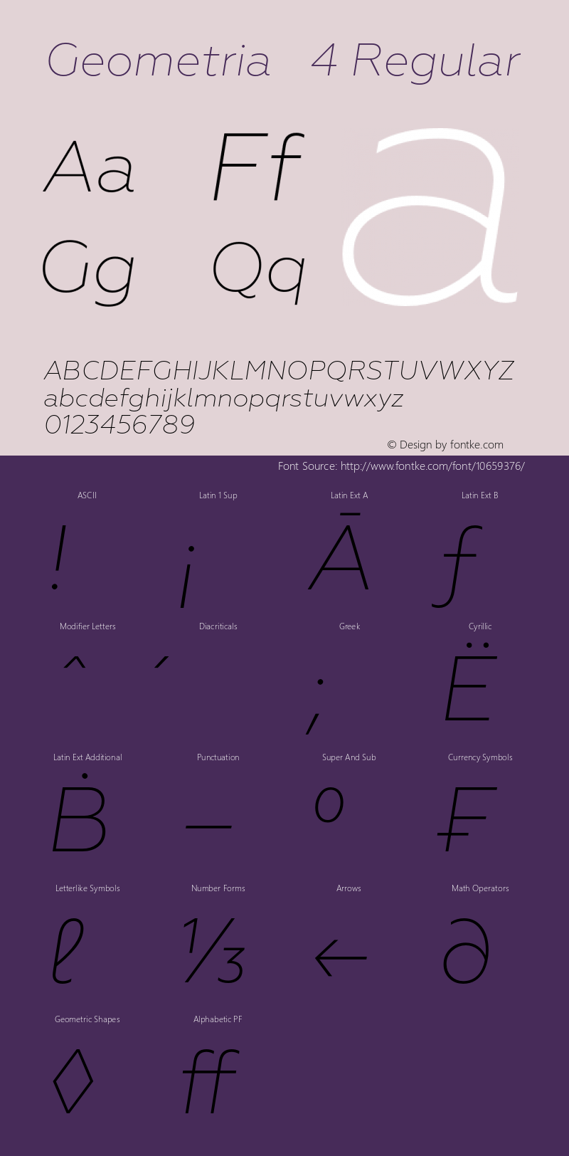 Geometria   4 Regular Version 1.000;com.myfonts.easy.brownfox.geometria.extra-light-italic.wfkit2.version.45Kr图片样张