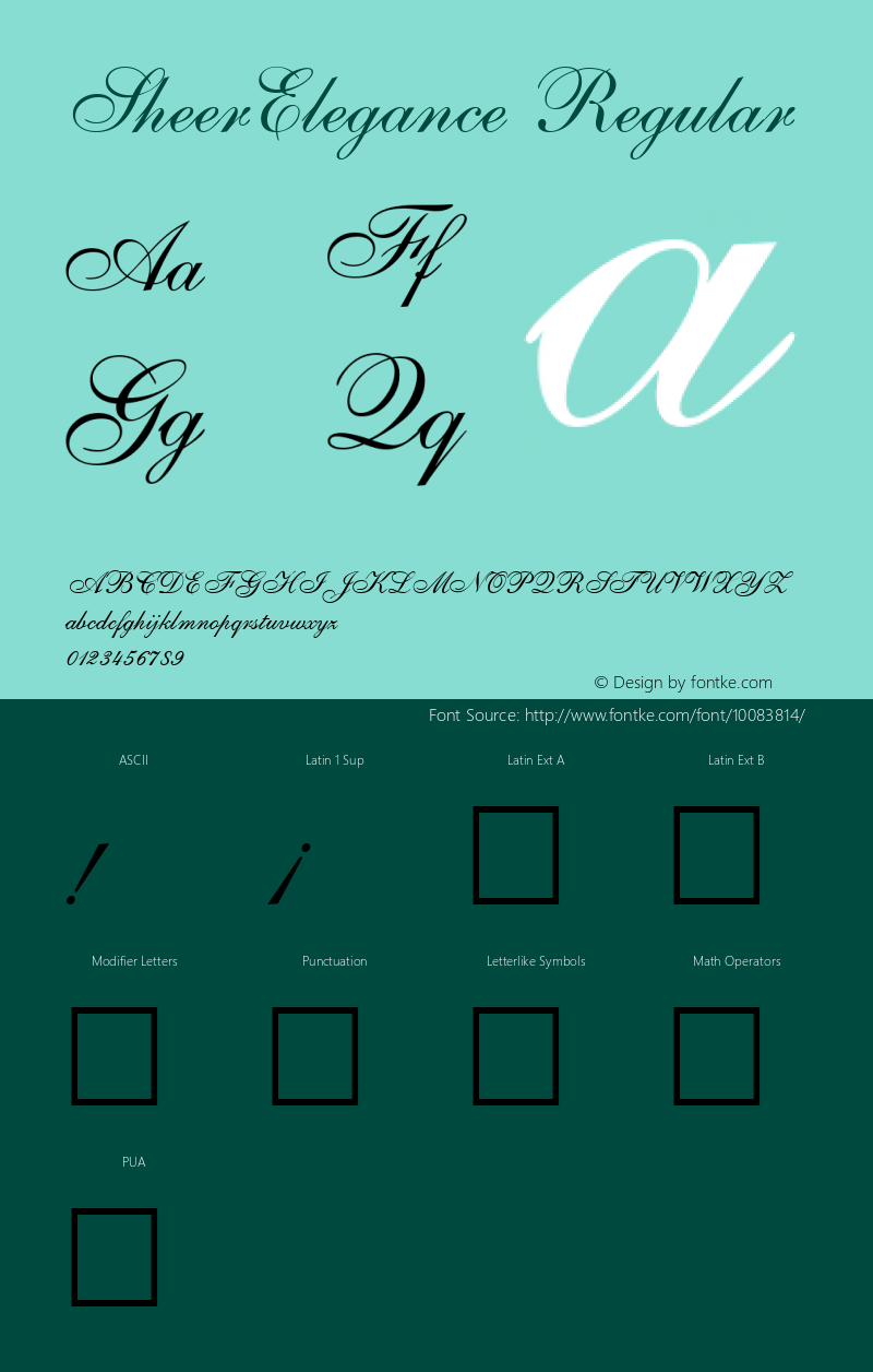 SheerElegance Regular The IMSI MasterFonts Collection, tm 1995, 1996 IMSI (International Microcomputer Software Inc.)图片样张