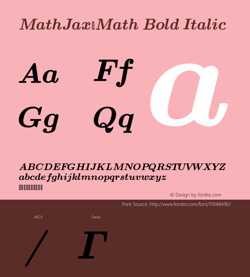 MathJax_Math Bold Italic Version 1.1图片样张