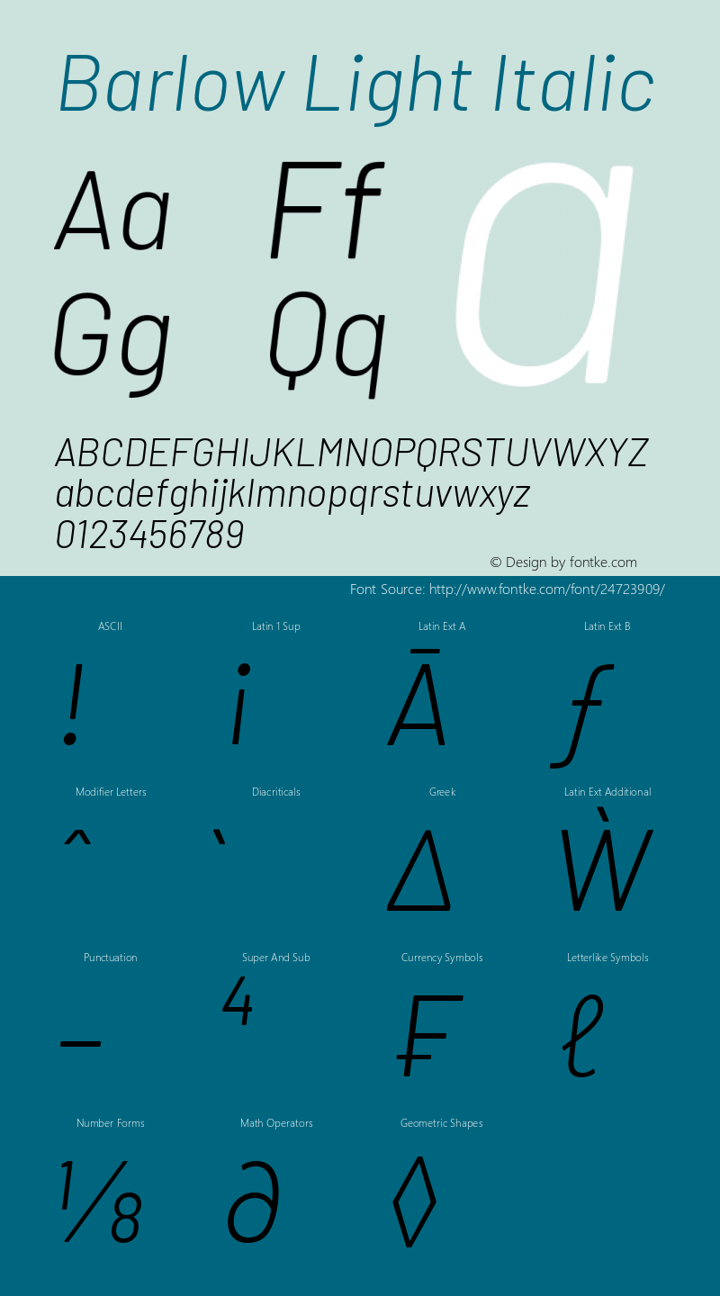 Barlow Light Italic Version 1.208图片样张