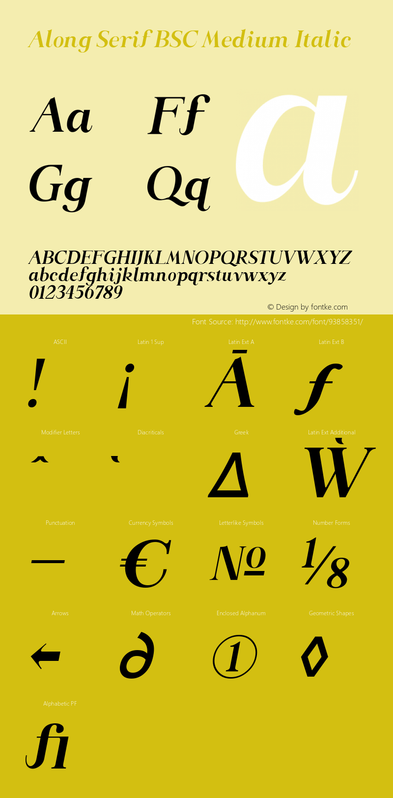 Along Serif BSC Medium Italic 1.000图片样张