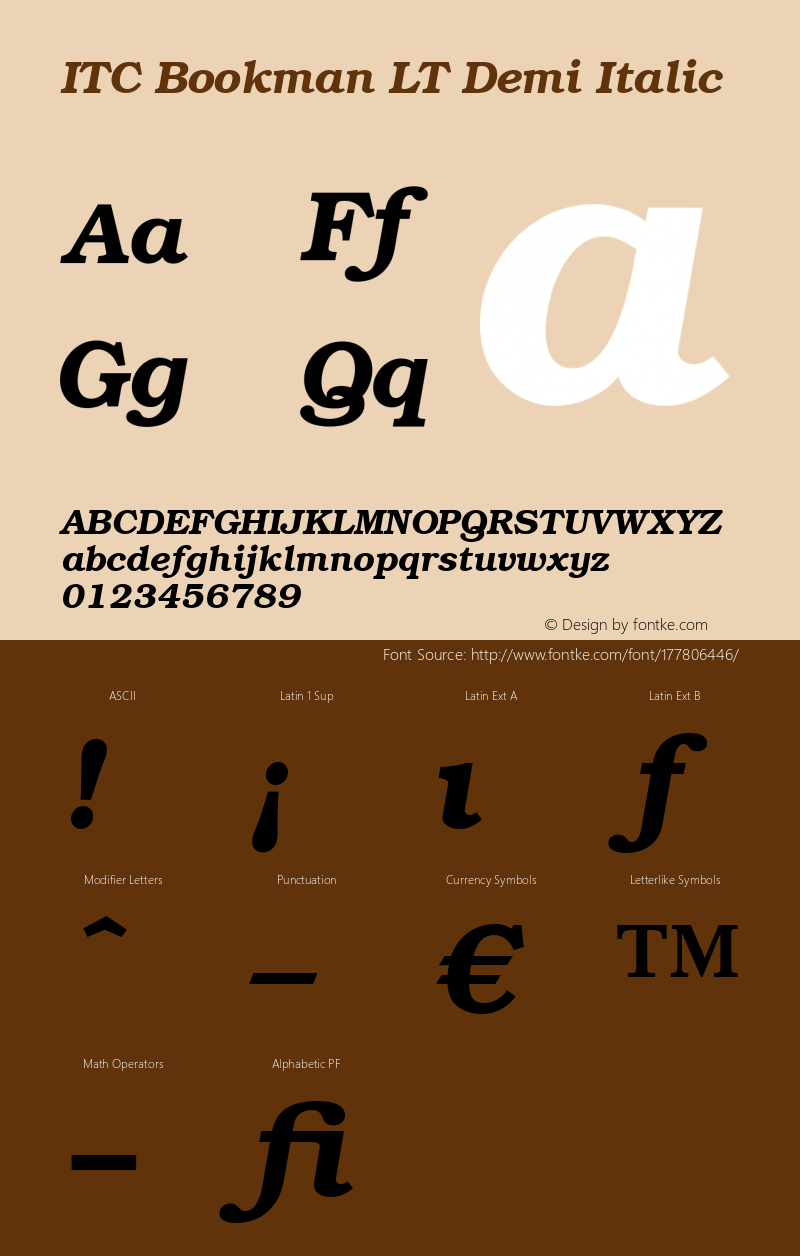 ITC Bookman LT Demi Italic 006.000图片样张