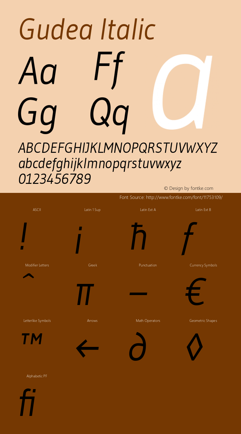 Gudea Italic Version 1.002图片样张