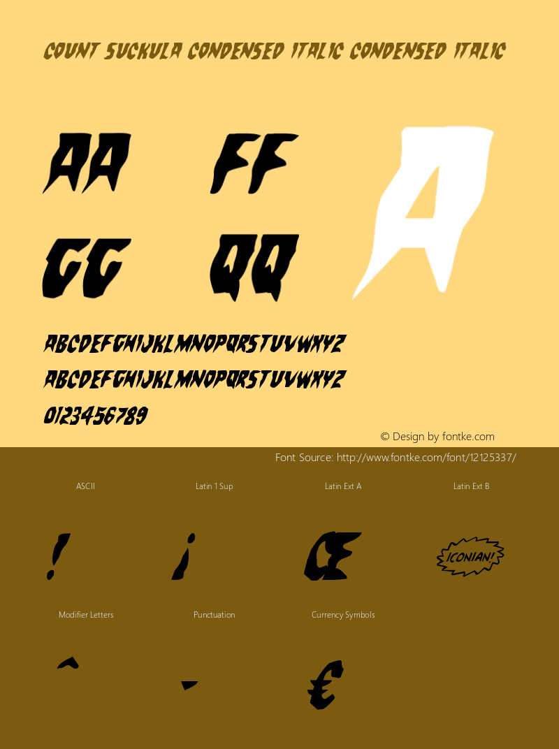 Count Suckula Condensed Italic Condensed Italic Version 1.0; 2014图片样张