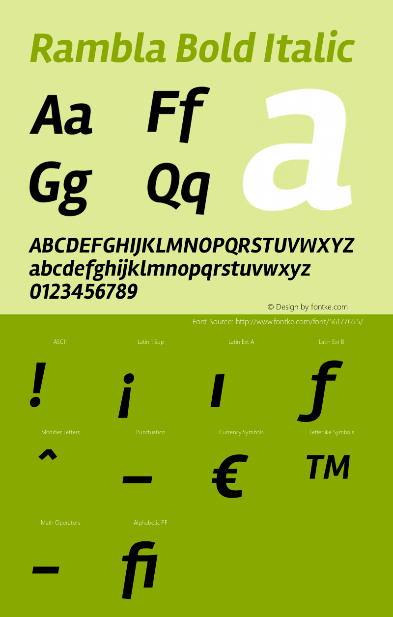 Rambla Bold Italic Version 1.001图片样张