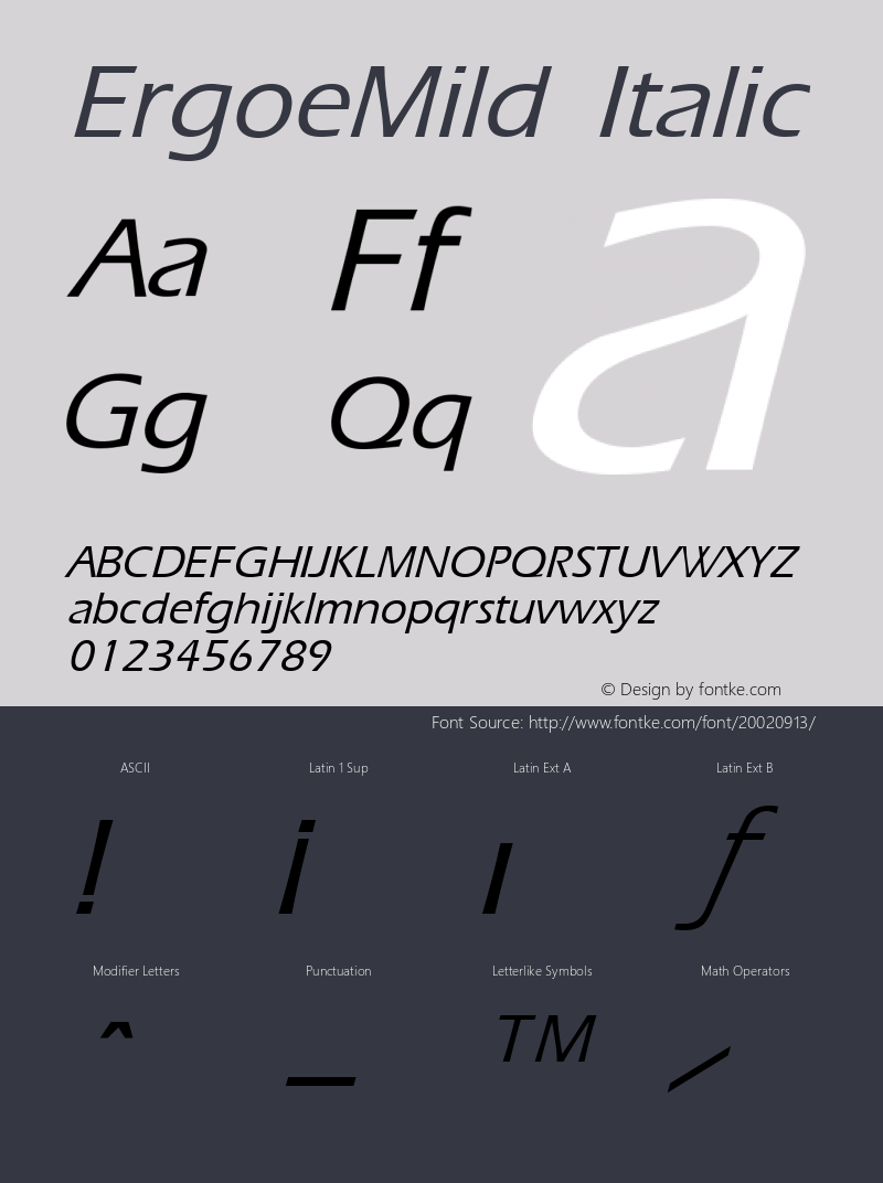 ErgoeMild Italic Altsys Fontographer 3.5  7/9/96图片样张