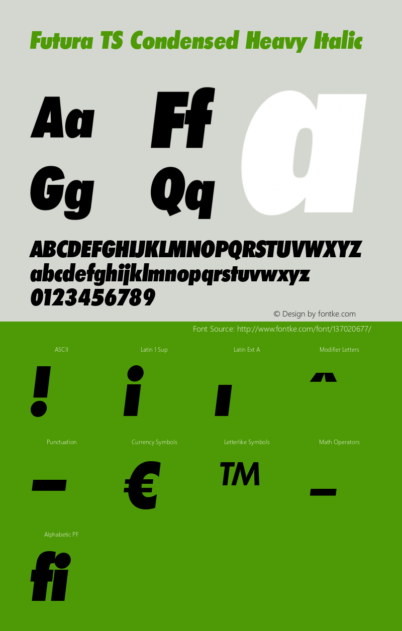 FuturaTSCondensed-HeavyItalic Version 3.01 2009图片样张