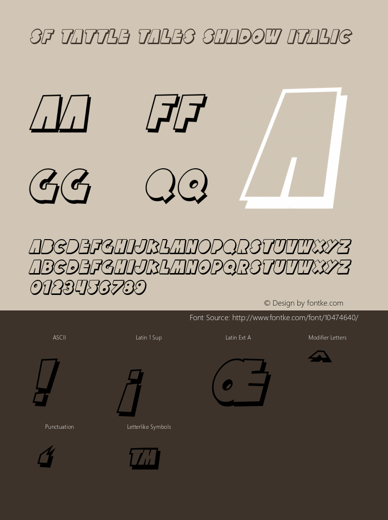 SF Tattle Tales Shadow Italic Version 1.1图片样张