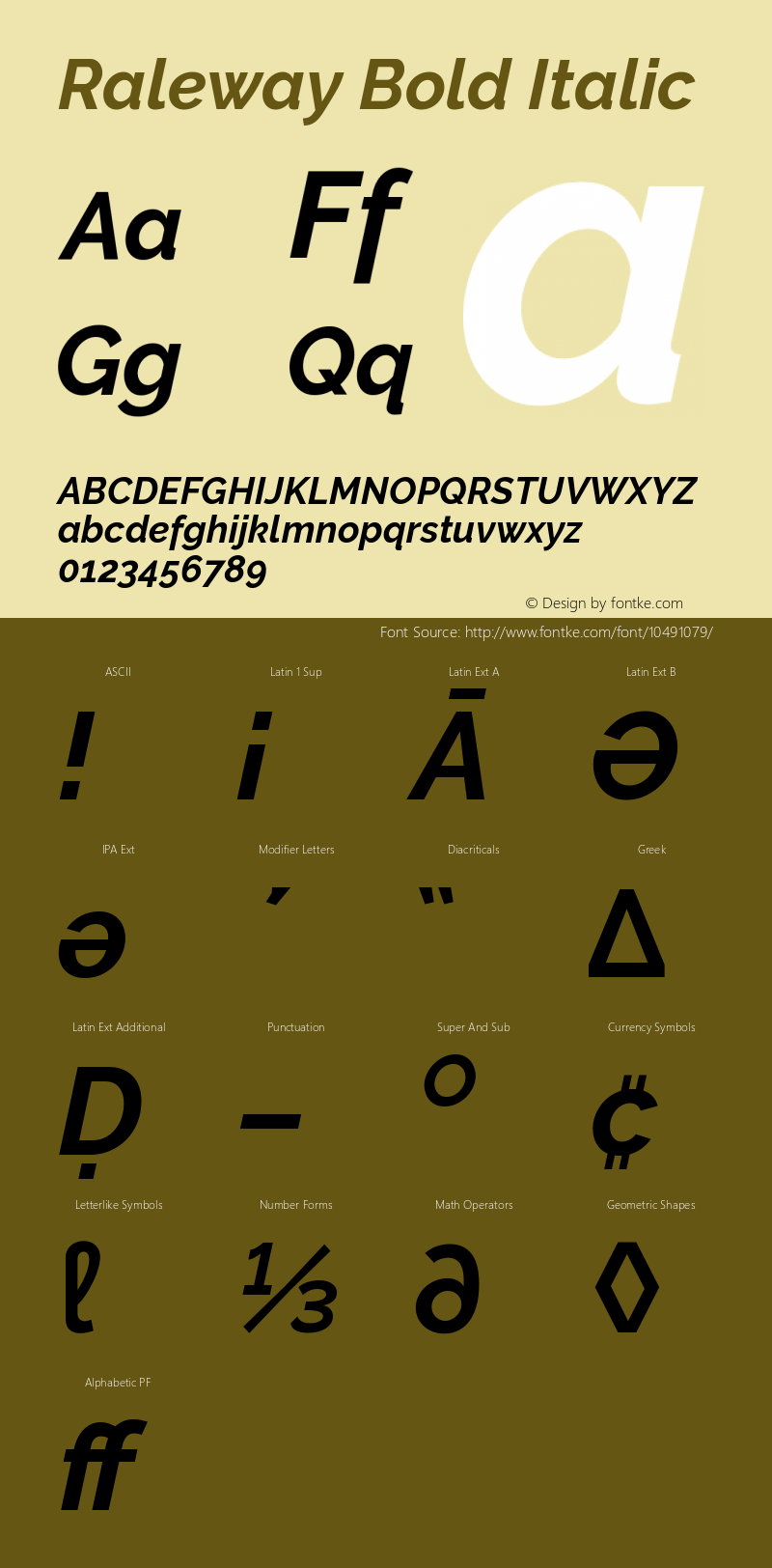 Raleway Bold Italic Version 2.500; ttfautohint (v0.95) -l 8 -r 50 -G 200 -x 14 -w 