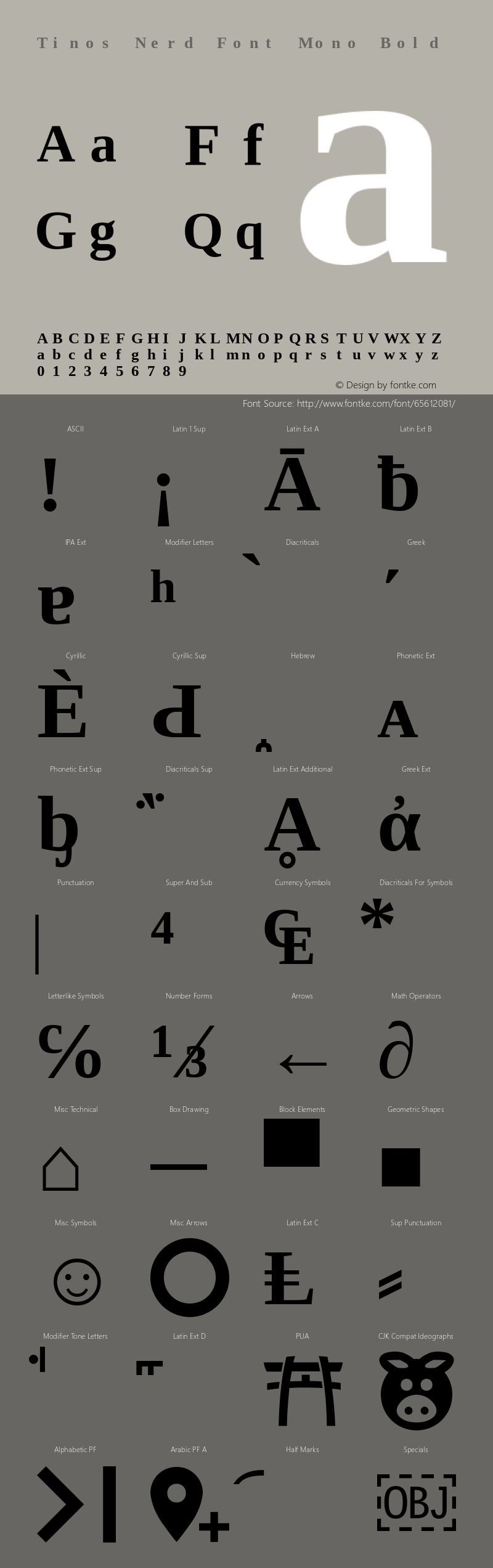 Tinos Bold Nerd Font Complete Mono Version 1.23图片样张