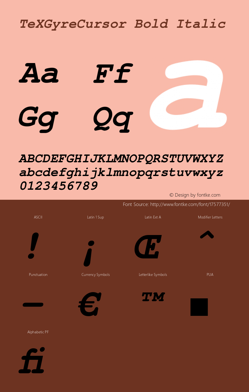 TeXGyreCursor Bold Italic Version 1.103;PS 1.103;hotconv 1.0.49;makeotf.lib2.0.14853图片样张