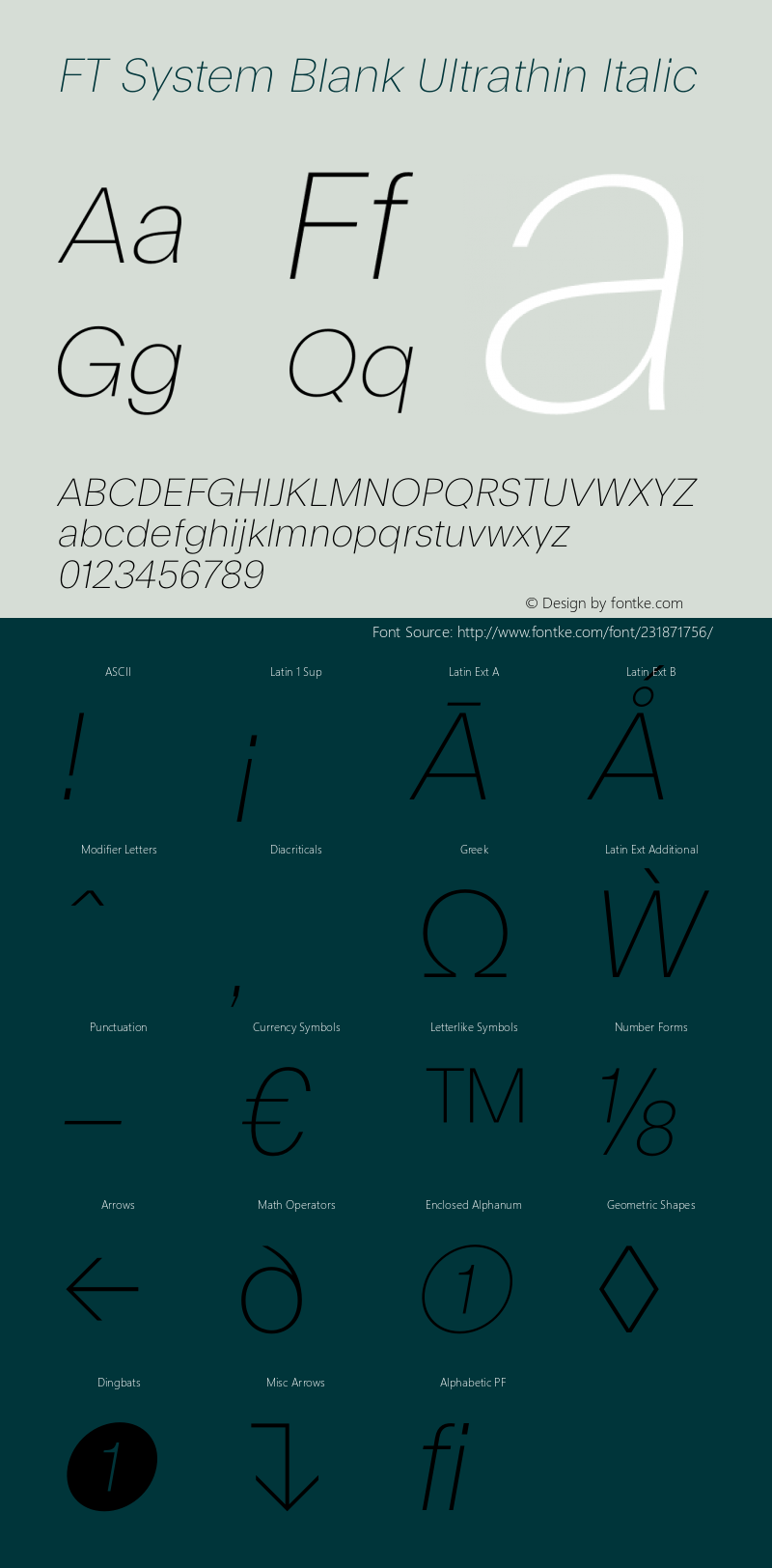 FT System Blank Ultrathin Italic Version 1.000;FEAKit 1.0图片样张