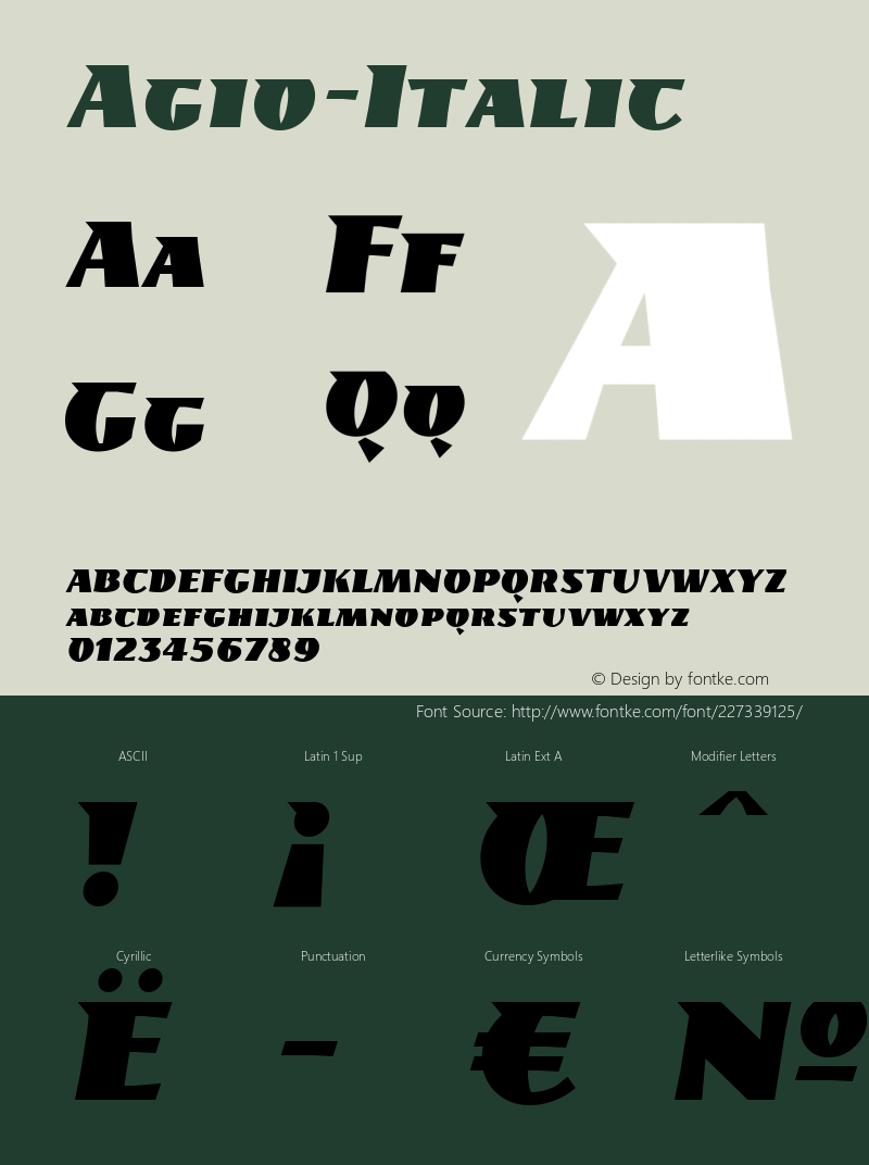 ☞Agio-Italic Version 001.001 ;com.myfonts.easy.gaslight.agio.italic.wfkit2.version.4wK2图片样张