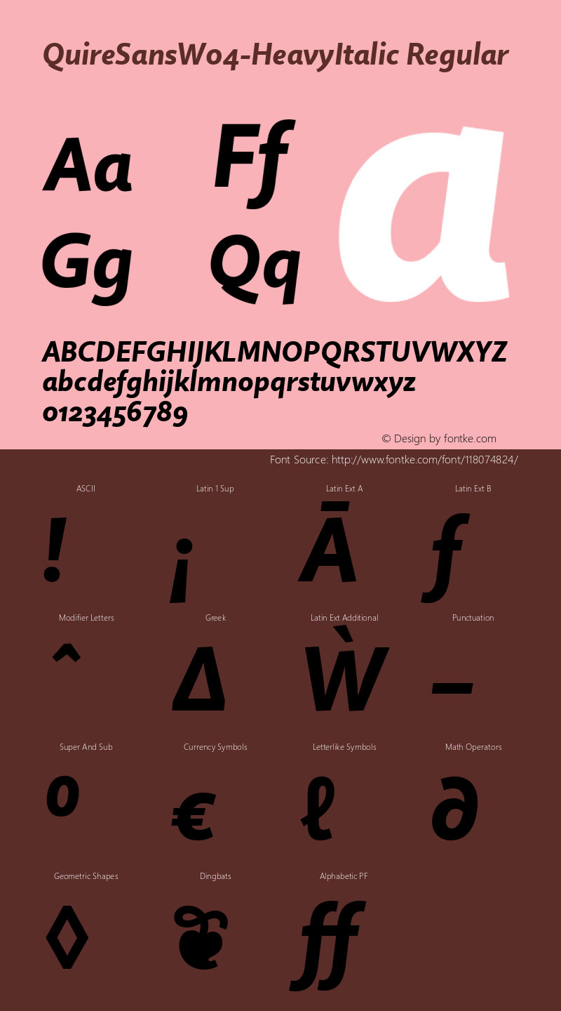 Quire Sans W04 Heavy Italic Version 1.00图片样张