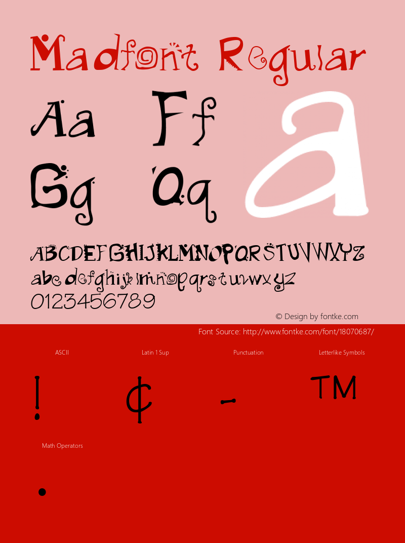 Madfont Regular Altsys Fontographer 4.1 5/12/96图片样张