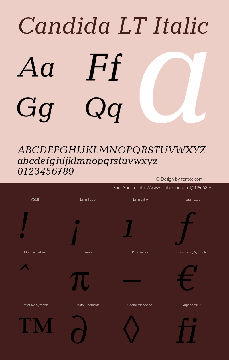 Candida LT Italic Version 006.000图片样张