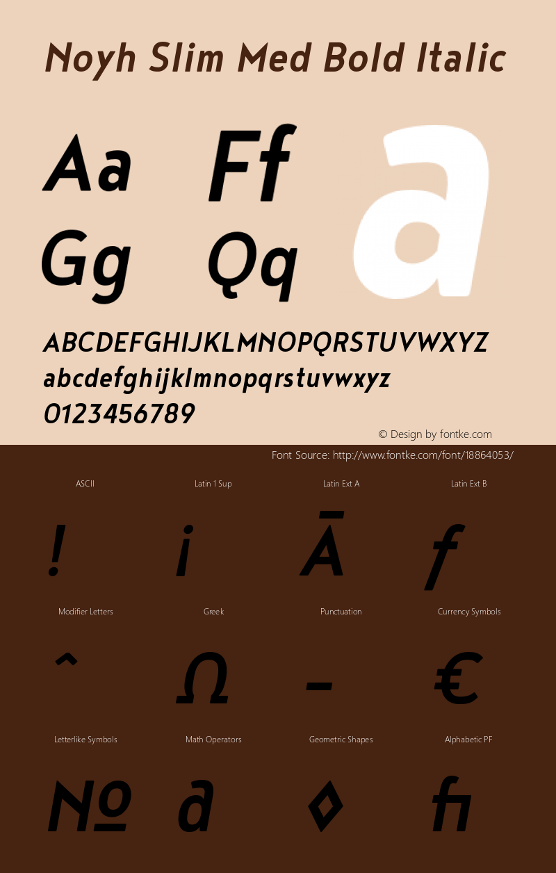 Noyh Slim Med Bold Italic Version 1.000图片样张