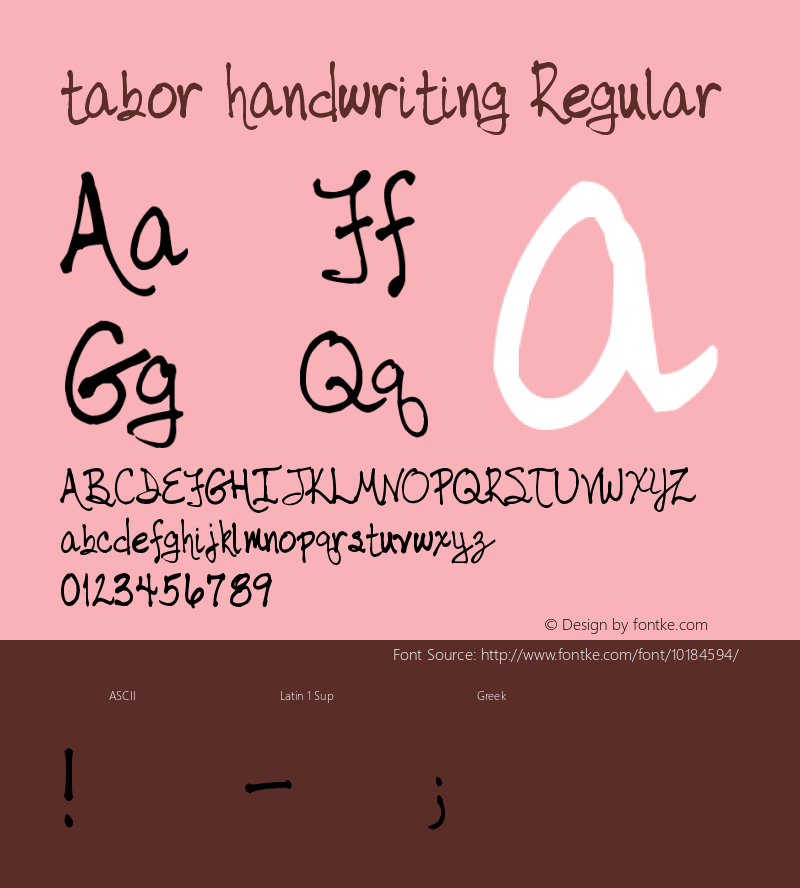 tabor handwriting Regular Version 1.00 February 25, 2007, initial release图片样张