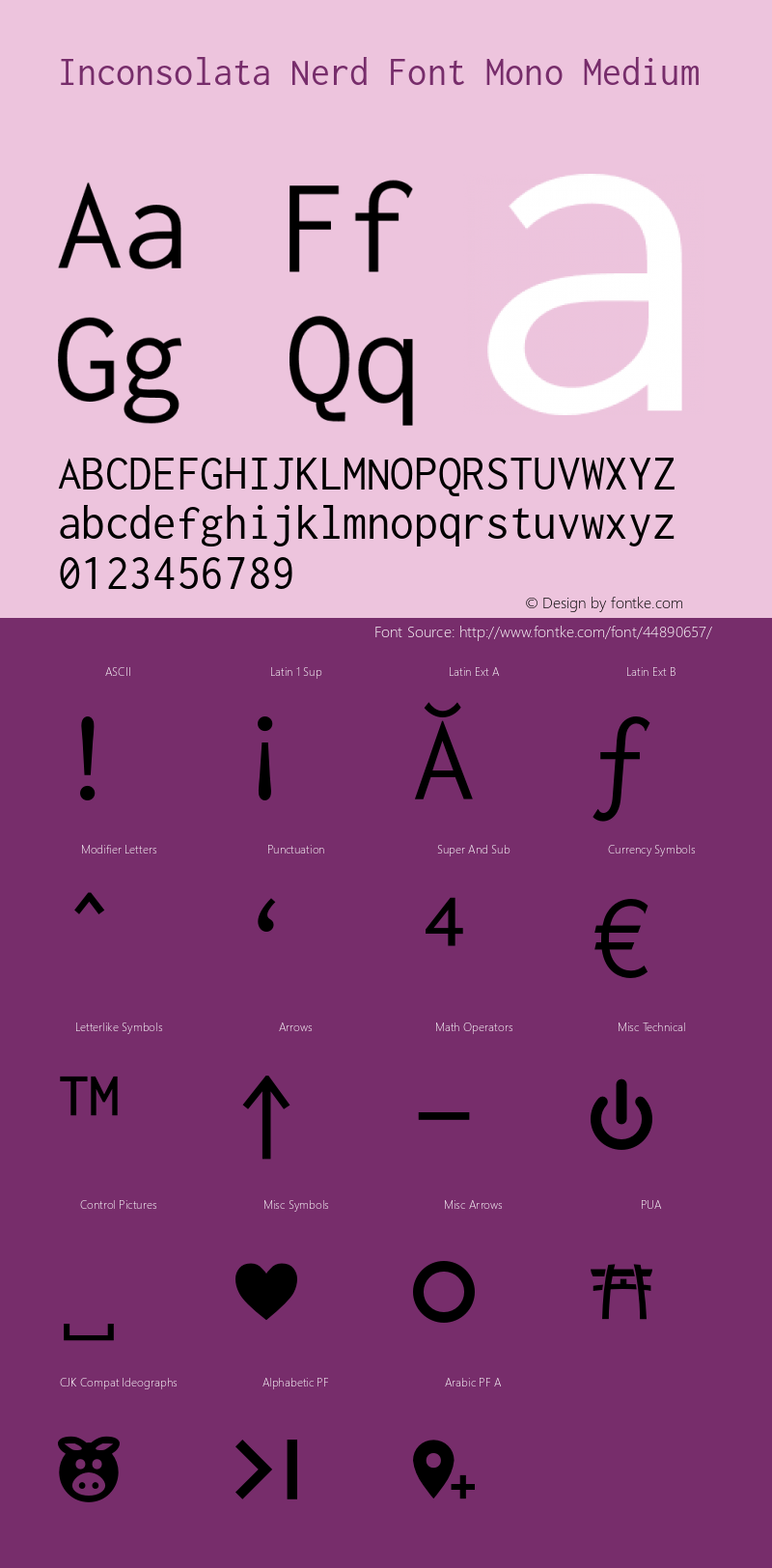 Inconsolata Nerd Font Complete Mono Version 001.010;Nerd Fonts 2图片样张