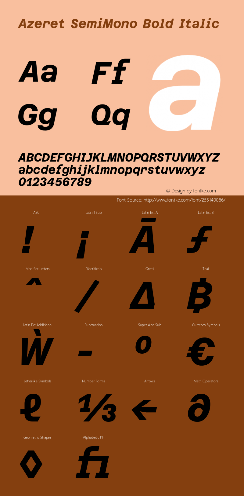 Azeret SemiMono Bold Italic Version 1.000; Glyphs 3.0.3, build 3084图片样张
