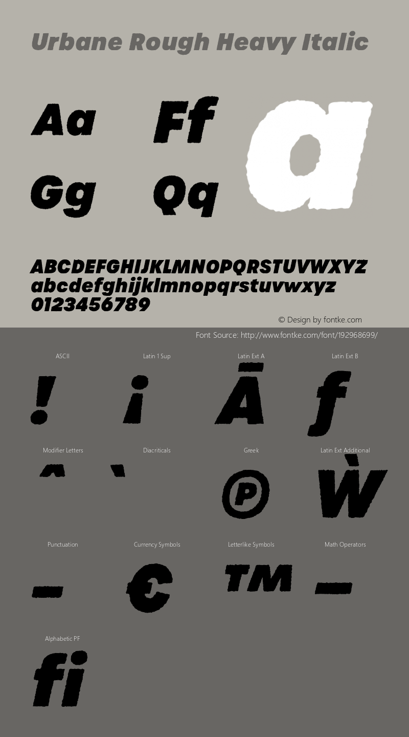 Urbane Rough Heavy Italic Version 3.000;hotconv 1.0.109;makeotfexe 2.5.65596图片样张