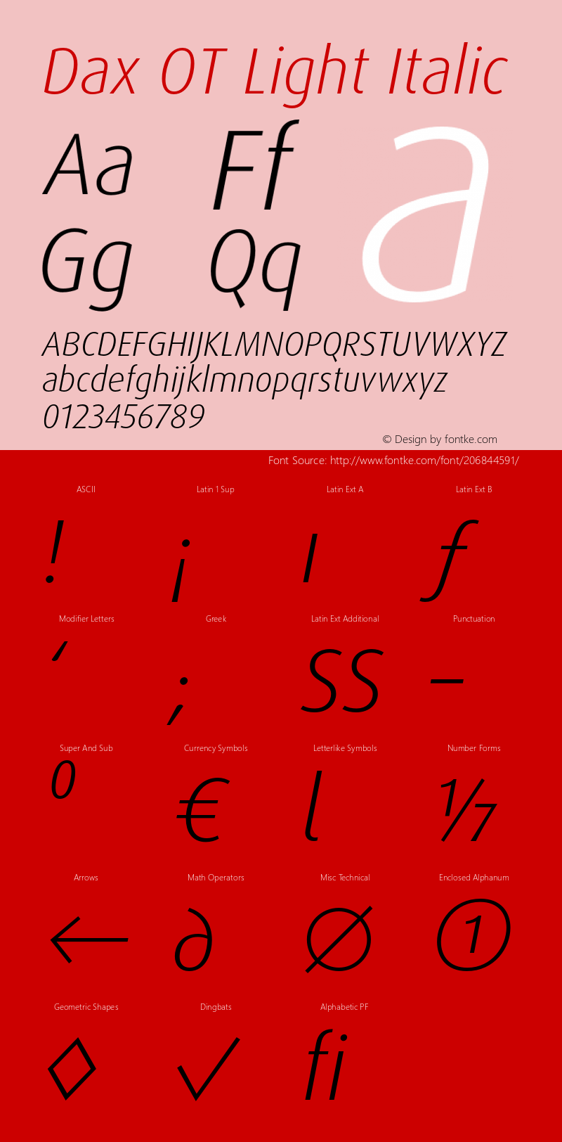 Dax OT Light Italic Version 7.504; 2005; Build 1025图片样张