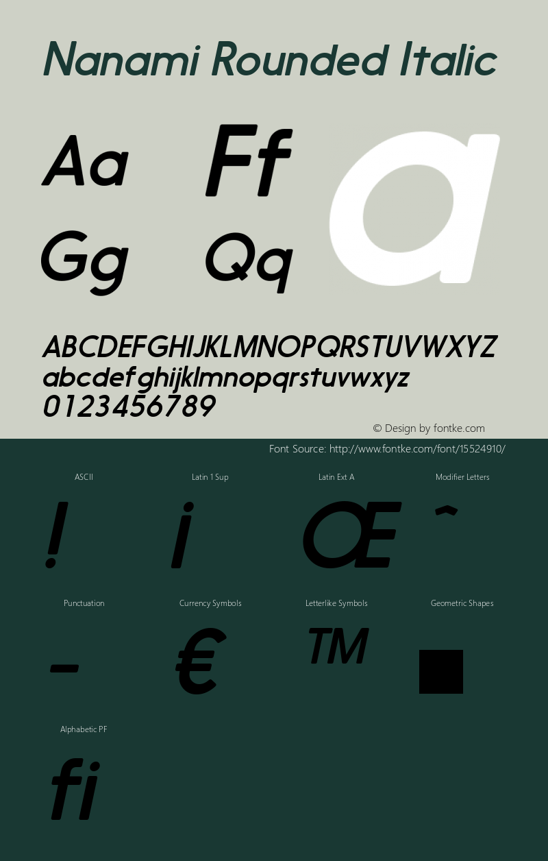 Nanami Rounded Italic Version 1.003图片样张