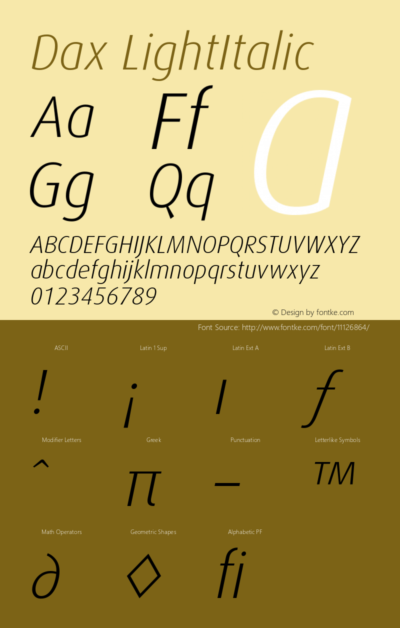 Dax LightItalic Version 001.000图片样张