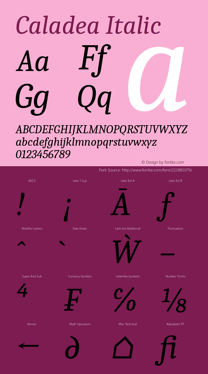 Caladea Italic Version 1.001图片样张