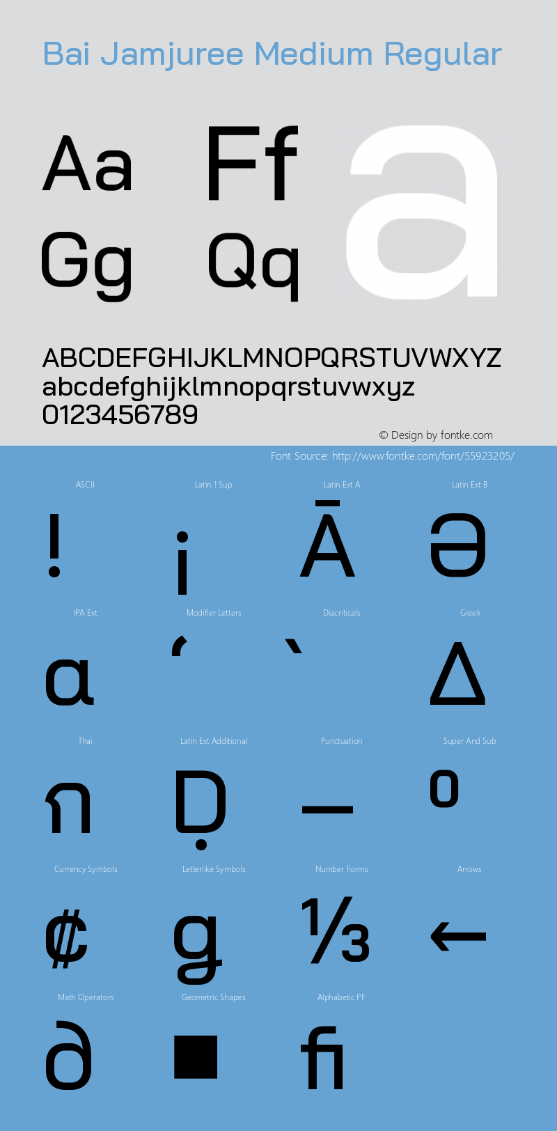 Bai Jamjuree Medium Version 1.000; ttfautohint (v1.6)图片样张
