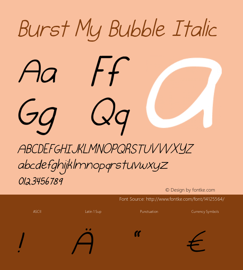 Burst My Bubble Italic Version 1.000 2013 initial r图片样张