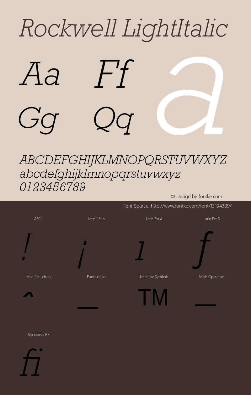 Rockwell LightItalic Version 4图片样张