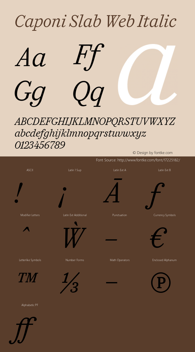 Caponi Slab Web Italic Version 1.1 2010图片样张