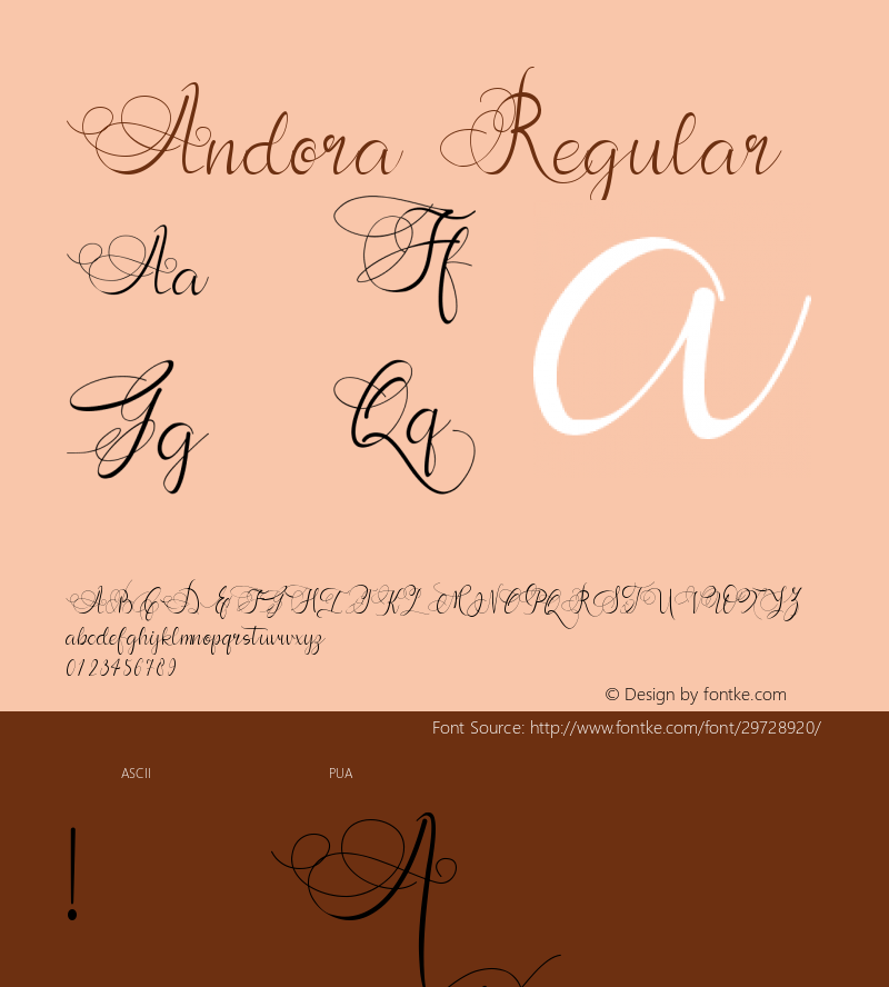 Andora Version 1.00;May 14, 2019;FontCreator 11.5.0.2430 64-bit图片样张