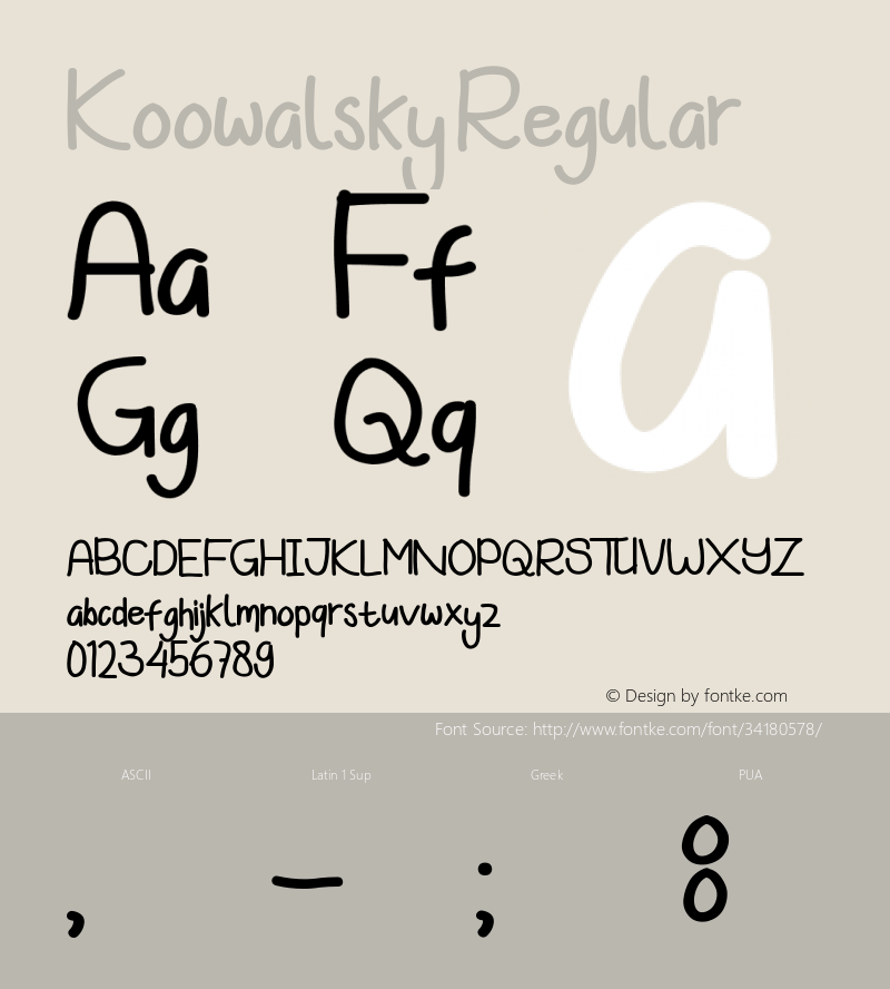 Koowalsky Version 1.00;July 23, 2019;FontCreator 11.5.0.2422 64-bit图片样张