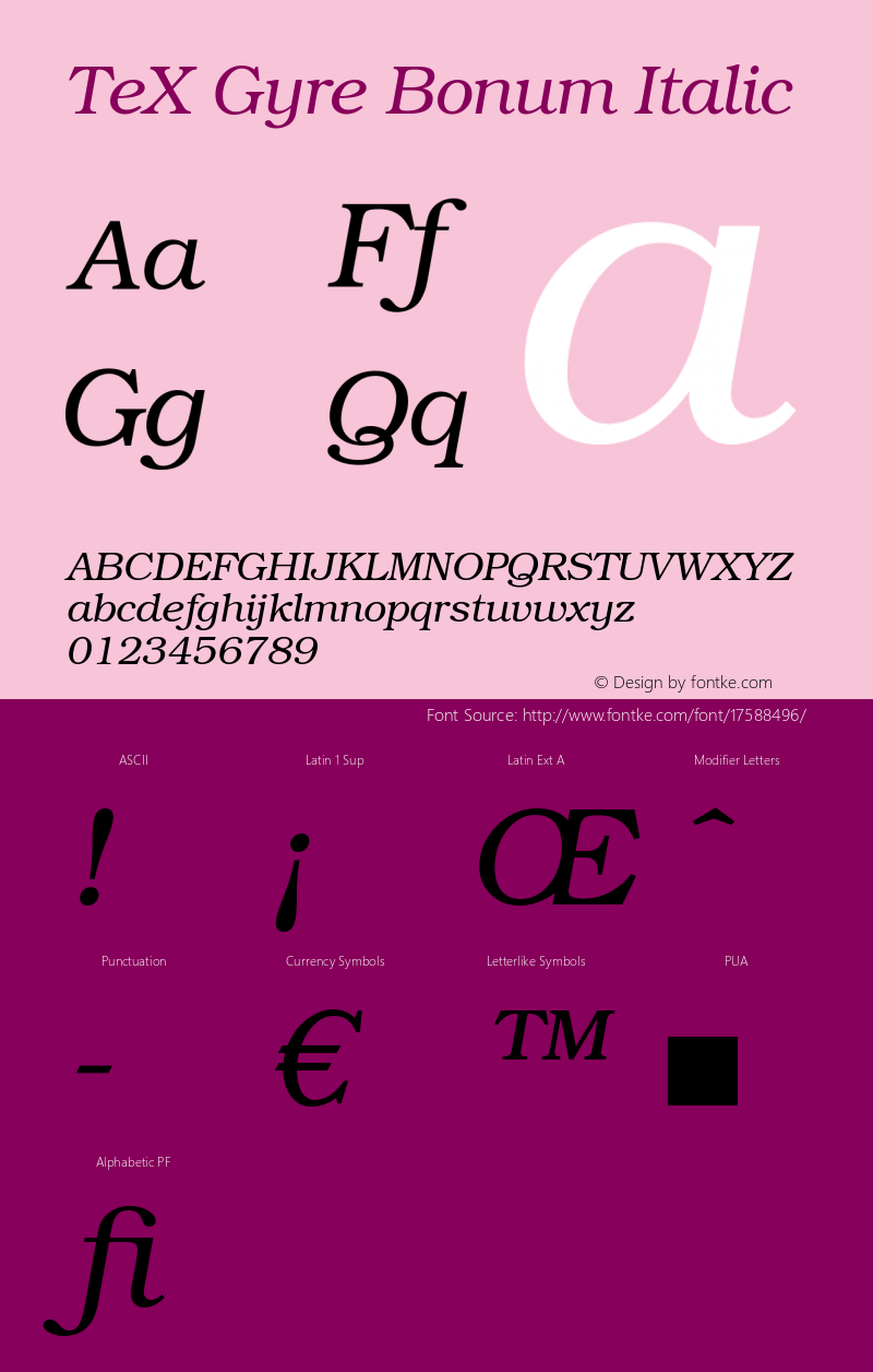 TeX Gyre Bonum Italic Version 1.103;PS 1.103;hotconv 1.0.49;makeotf.lib2.0.14853图片样张