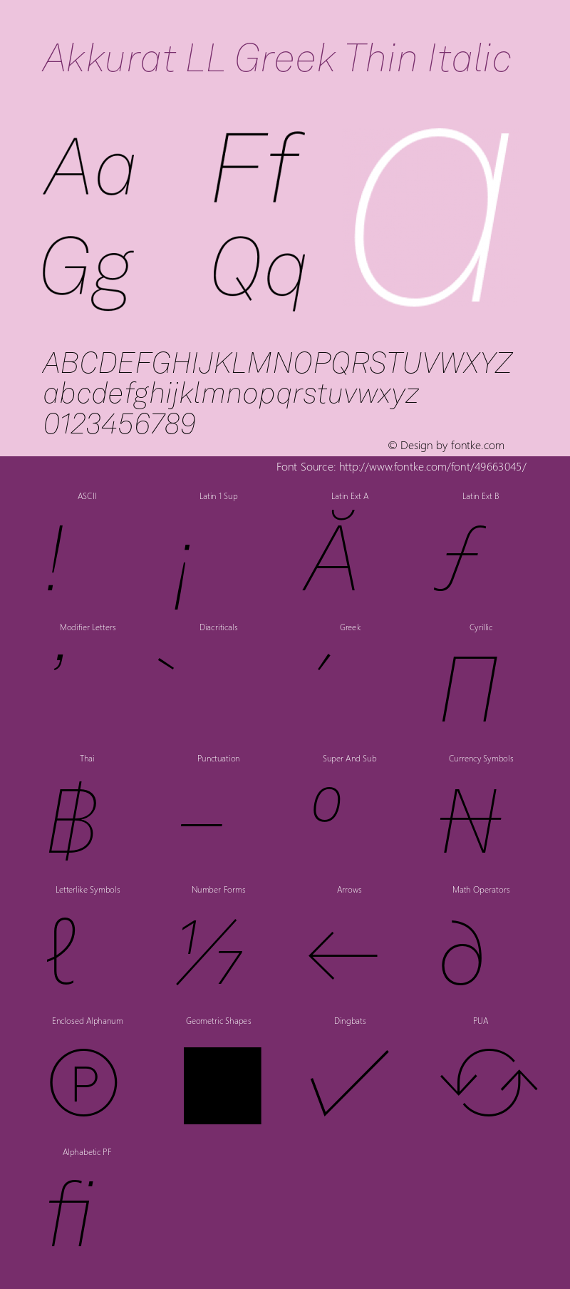 Akkurat LL Grk Thin Italic Version 3.000; build 0014 | wf-rip DC20190620图片样张