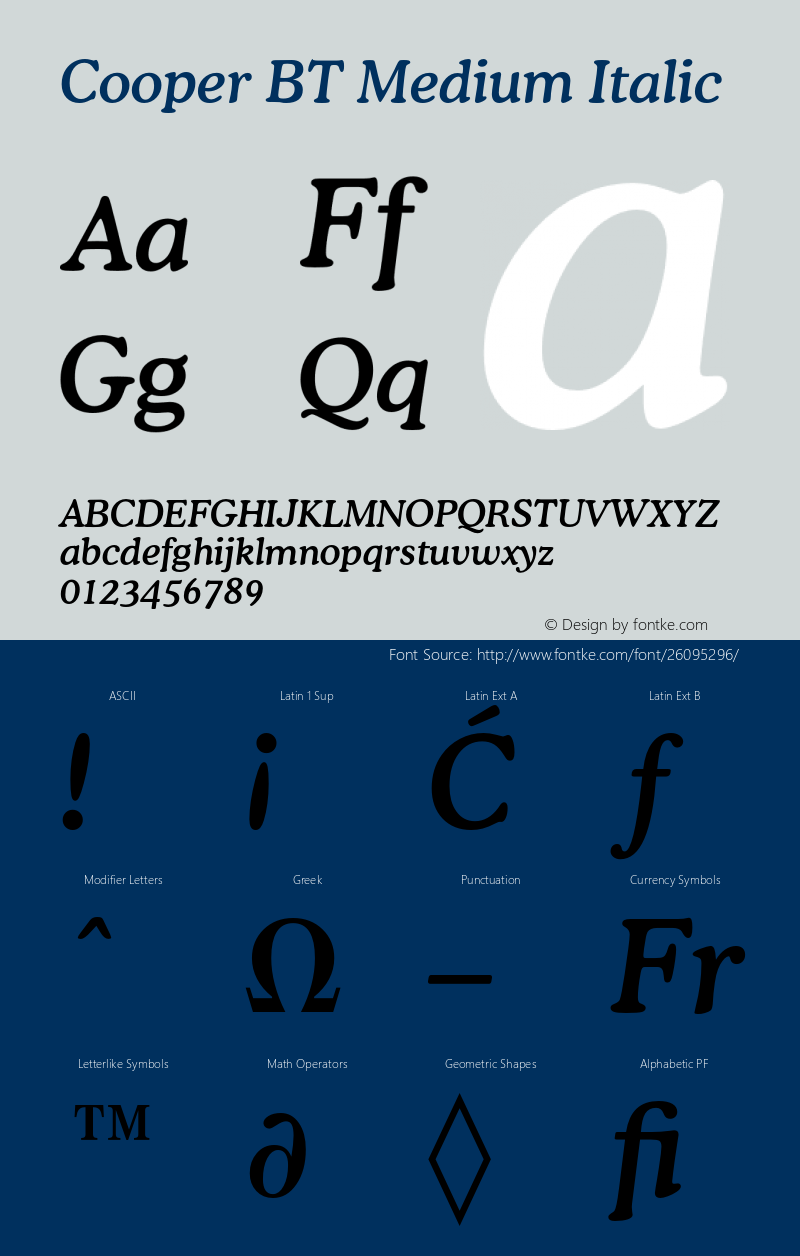 CooperBT-MediumItalic 1.000图片样张