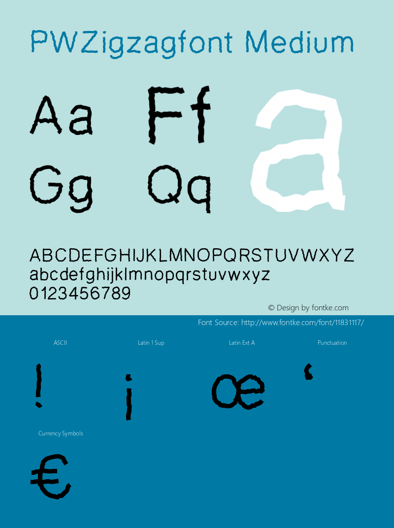 PWZigzagfont Medium Version 001.000图片样张