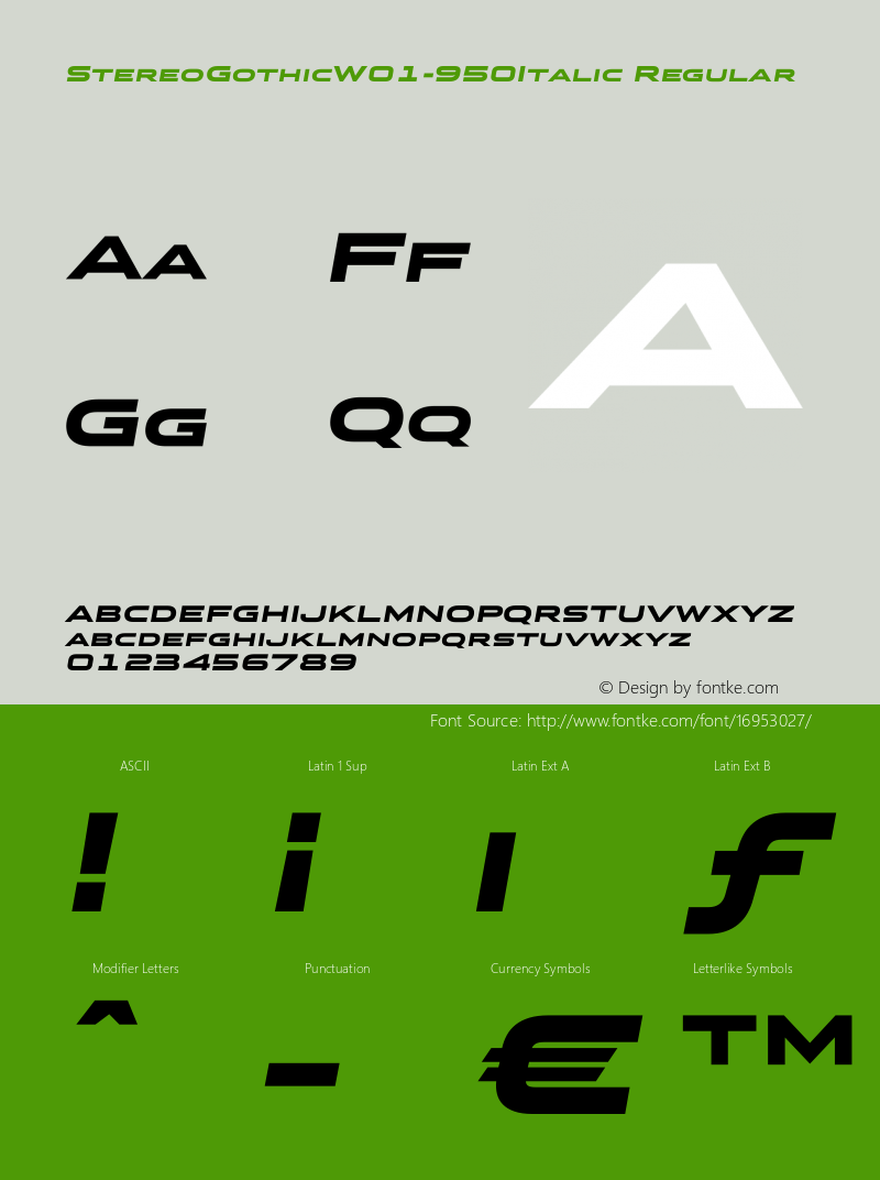 StereoGothicW01-950Italic Regular Version 1.10图片样张