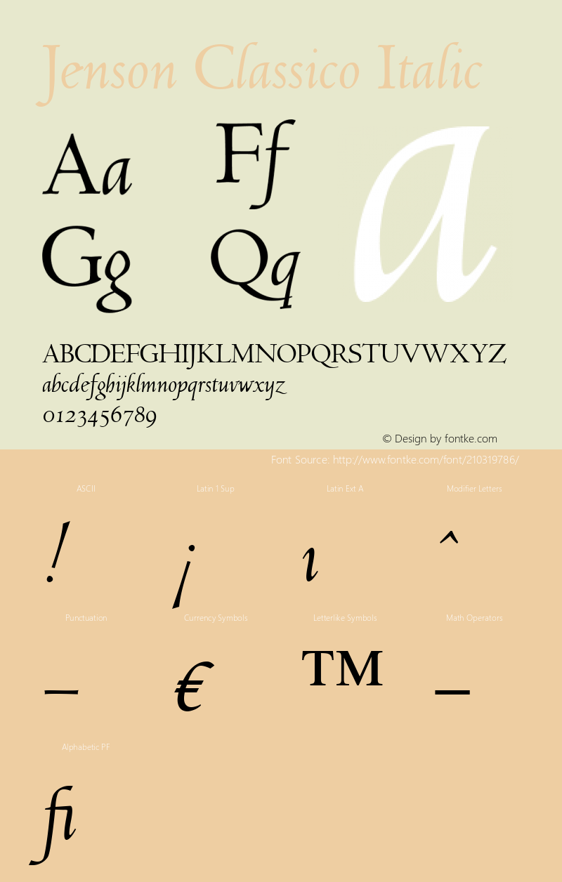 Jenson Classico Italic Version 1.00图片样张