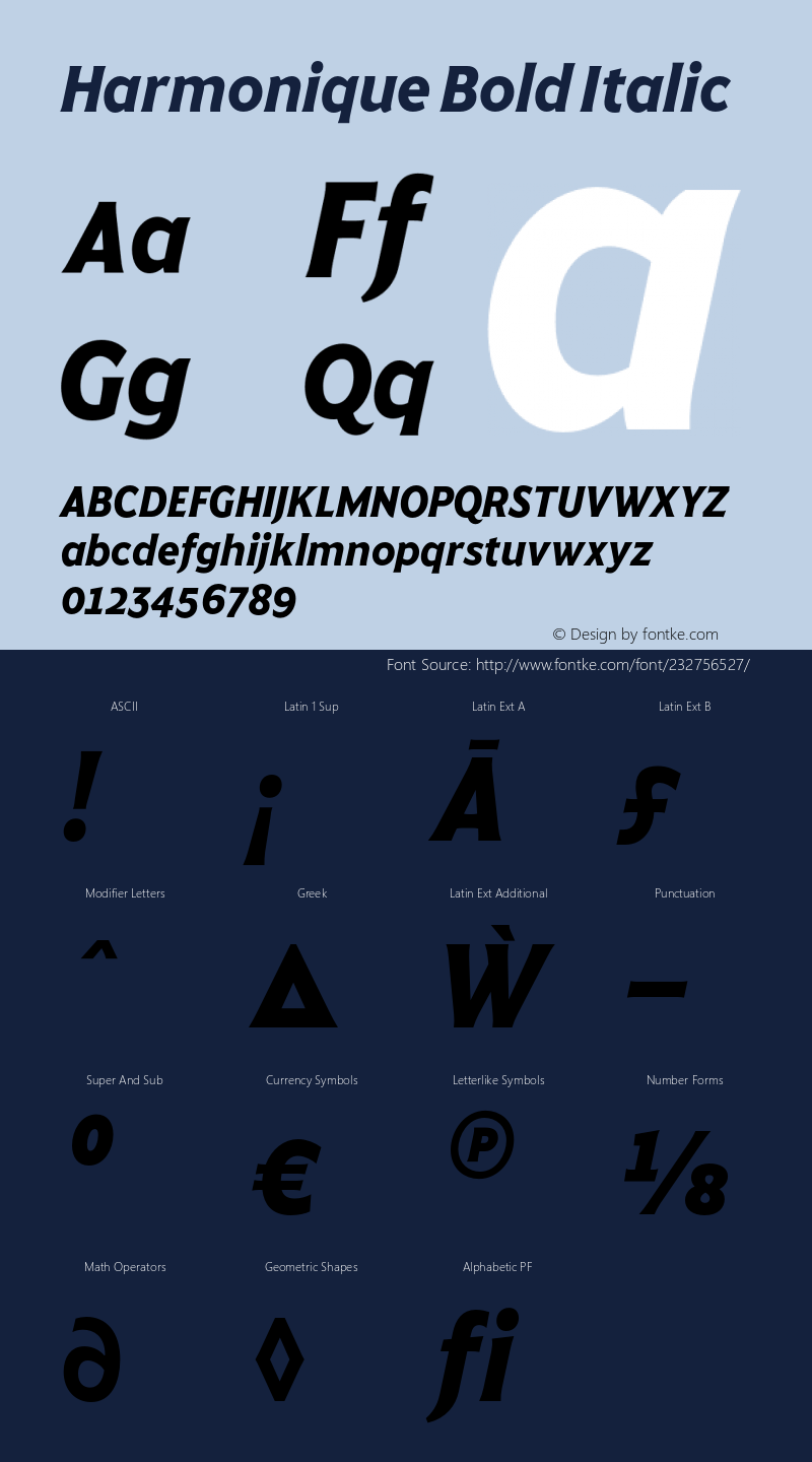 Harmonique Bold Italic Version 1.000;FEAKit 1.0图片样张