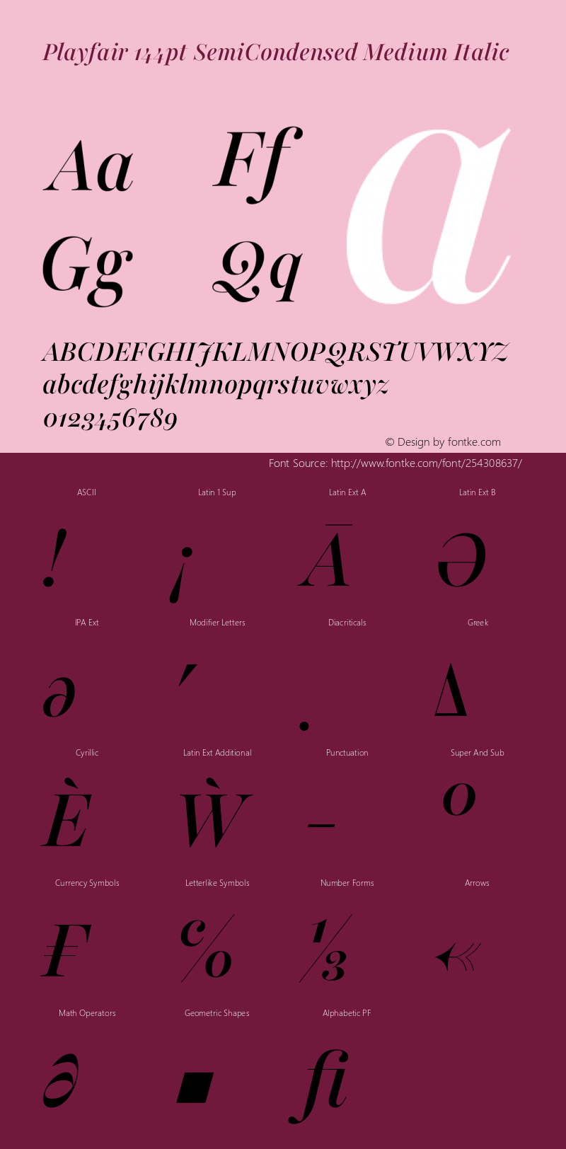 Playfair 144pt SemiCondensed Medium Italic Version 2.001;gftools[0.9.30]图片样张