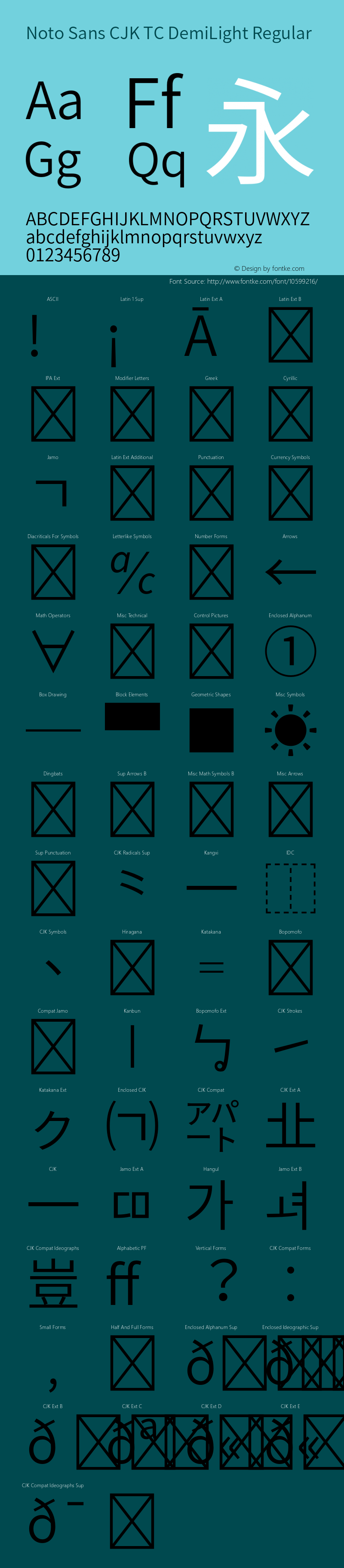 Noto Sans CJK TC DemiLight Regular Version 1.001;PS 1.001;hotconv 1.0.78;makeotf.lib2.5.61930图片样张