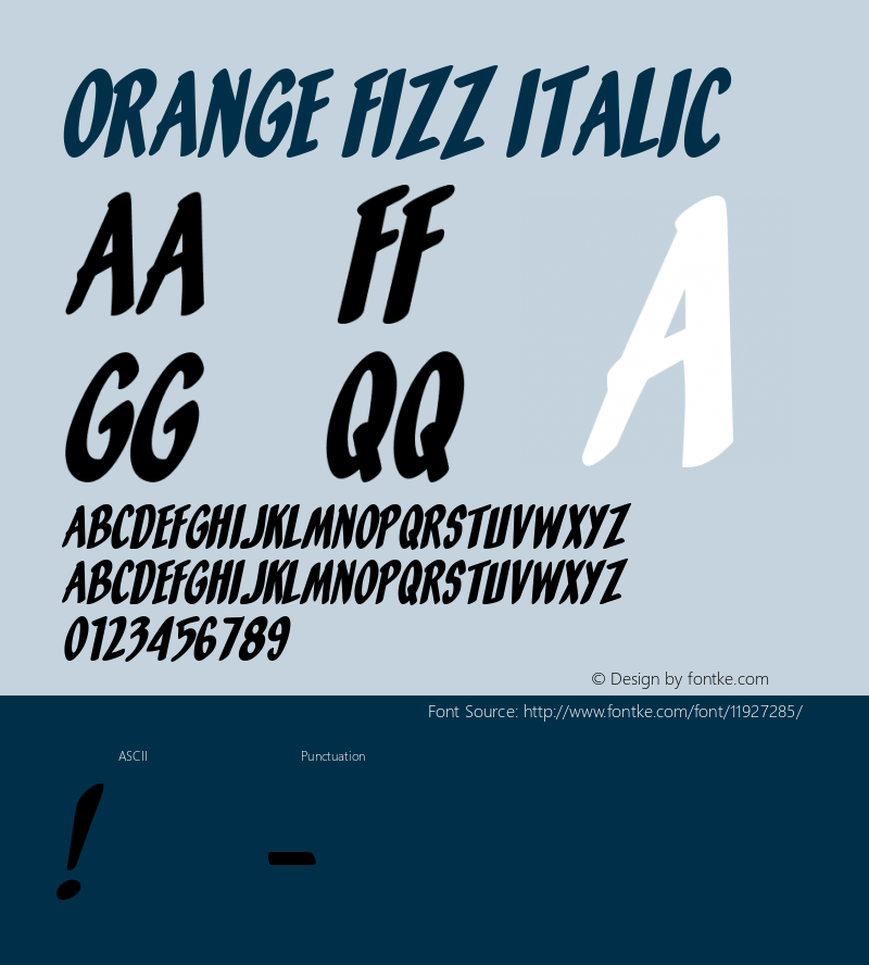 Orange Fizz Italic Macromedia Fontographer 4.1 1/30/01图片样张